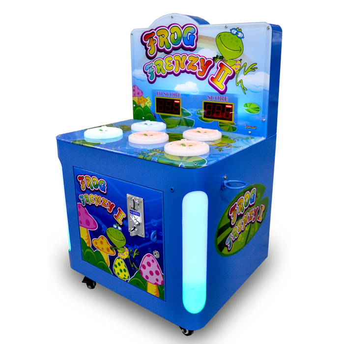 Vue de côté du Jeu d'arcade pour enfants Frog Frenzy de la marque I-cing.