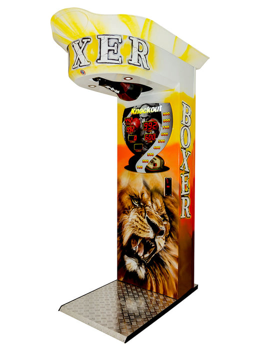 Vue de coté de la machine à coup de poing Boxer Airbrush Lion Multiplayer de la marque Jakar.