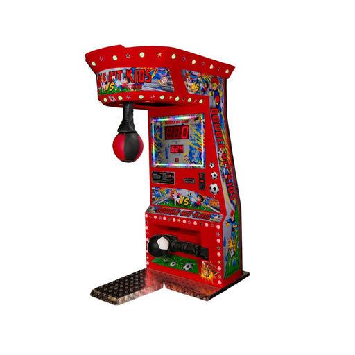 Machine à coups de poings et coups de pieds pour enfants de la marque Progames, version rouge.