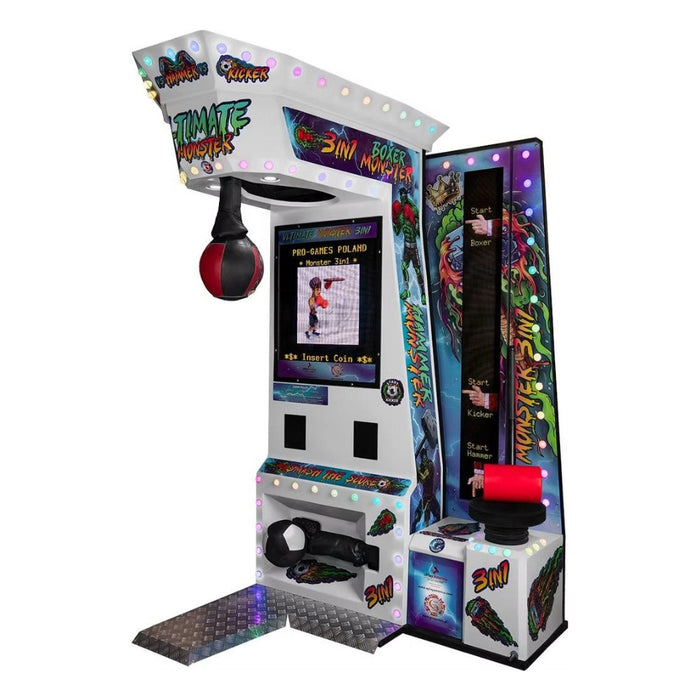 Monster 3w1 - Machine à coup de poing forain 3 en 1 - Jeu de force pour salles d'arcade