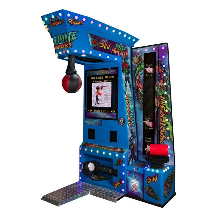 Monster 3w1 - Machine à coup de poing forain 3 en 1 - Jeu de force pour salles d'arcade