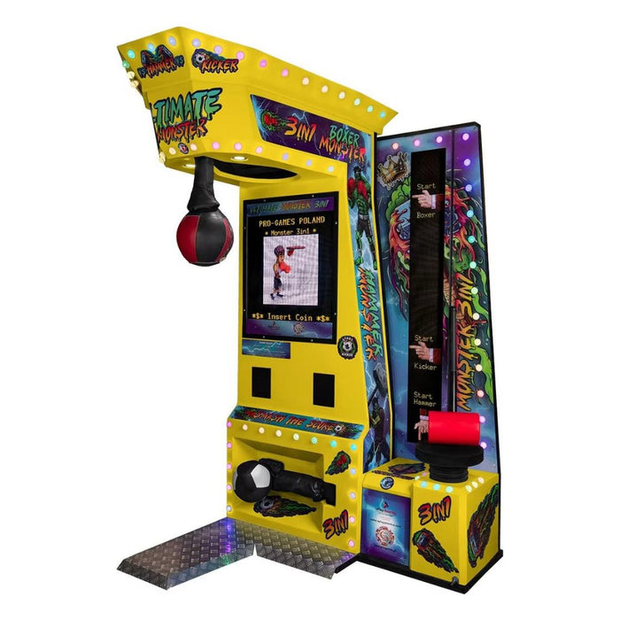 Monster 3w1 - Machine à coup de poing forain 3 en 1 - Jeu de force pour salles d'arcade