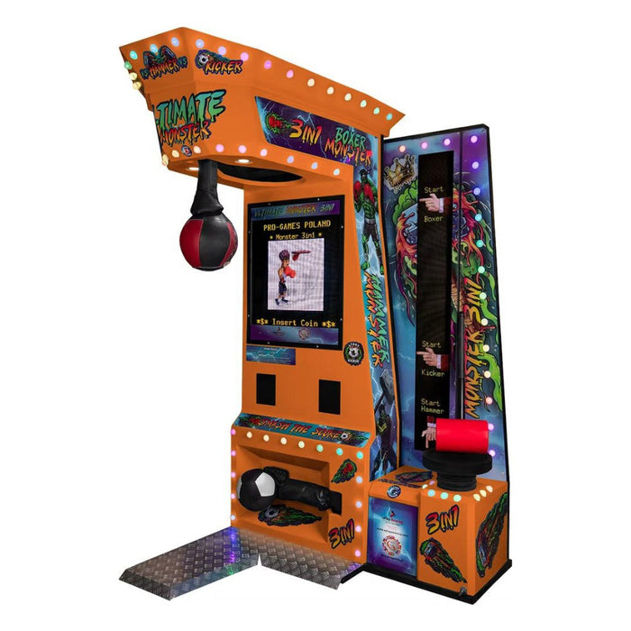 Monster 3w1 - Machine à coup de poing forain 3 en 1 - Jeu de force pour salles d'arcade
