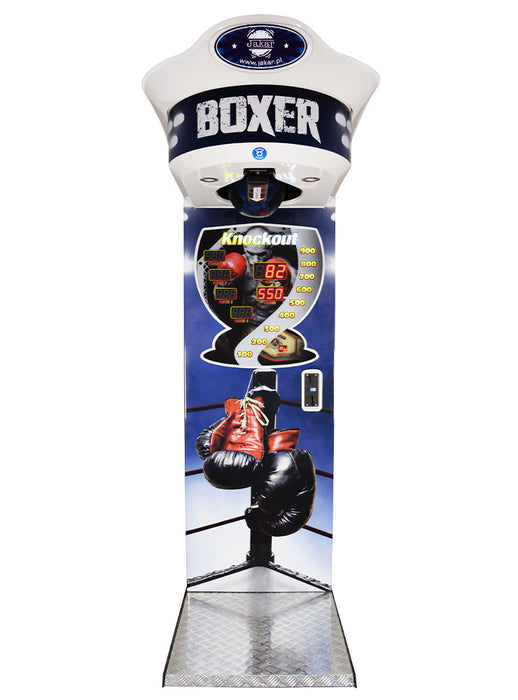 Vue de face de la machine à coup de poing Boxer Sticker version gants de boxe de la marque Jakar.