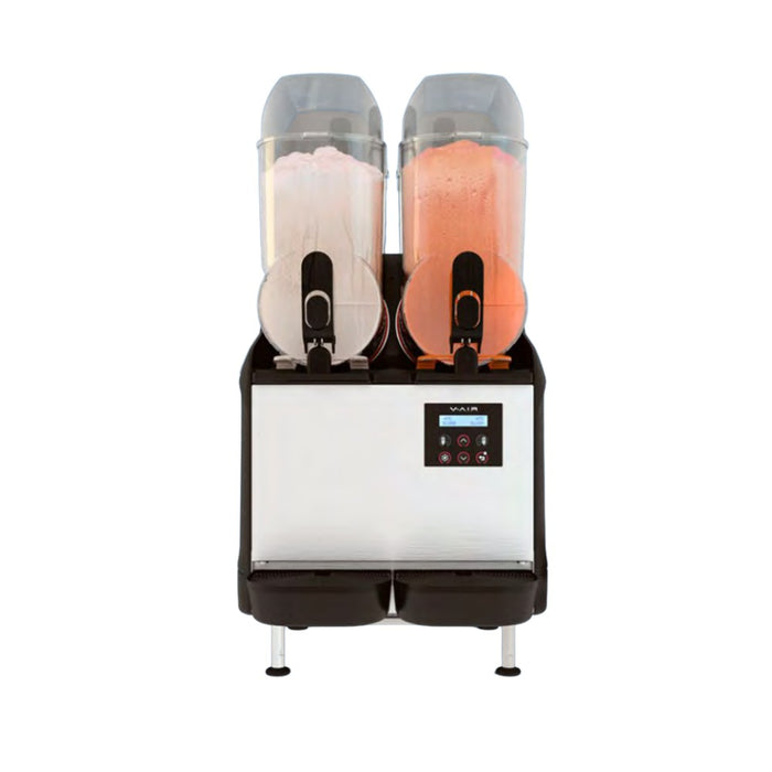 Machine à granita V-AIR Classic 2 bacs – machine en fonctionnement avec granita coloré visible dans les deux cuves