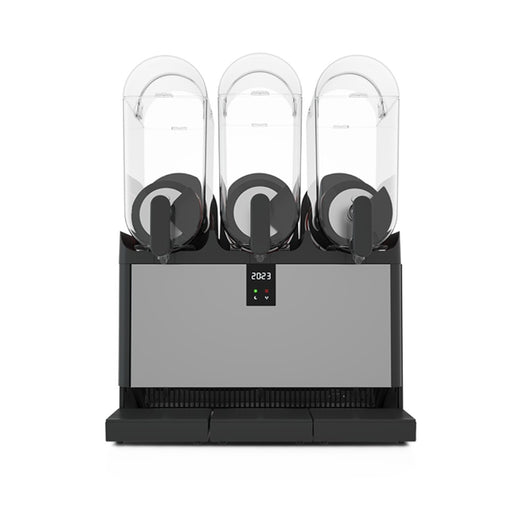 Vue de face de la machine à granita SMART V-AIR 3 bacs de 15L, écran digital et ventilation verticale