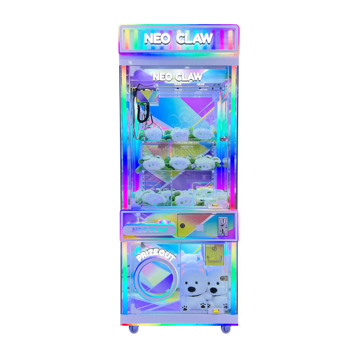 Neo Claw 31, machine à pince transparente avec éclairage LED multicolore