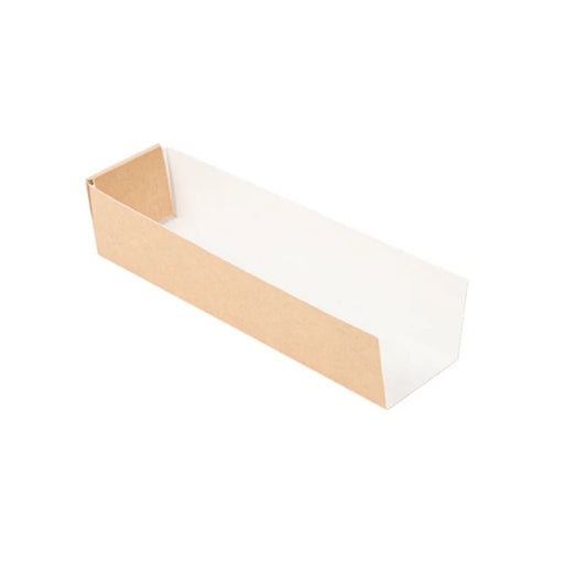 Pelle hot dog et maxi churros en carton kraft ondulé, format pratique et écologique, idéale pour le service rapide.