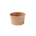 Pot à glace en carton kraft brun de 130 ml avec couvercle en dôme transparent, idéal pour desserts glacés.