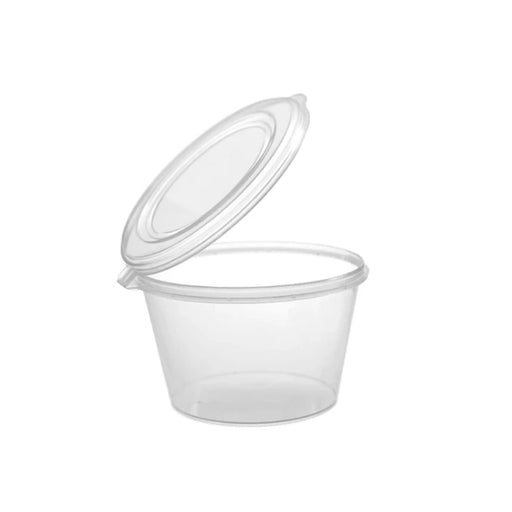 Pot à sauce 120 ml avec couvercle hermétique en plastique PP, adapté aux sauces chaudes et froides.
