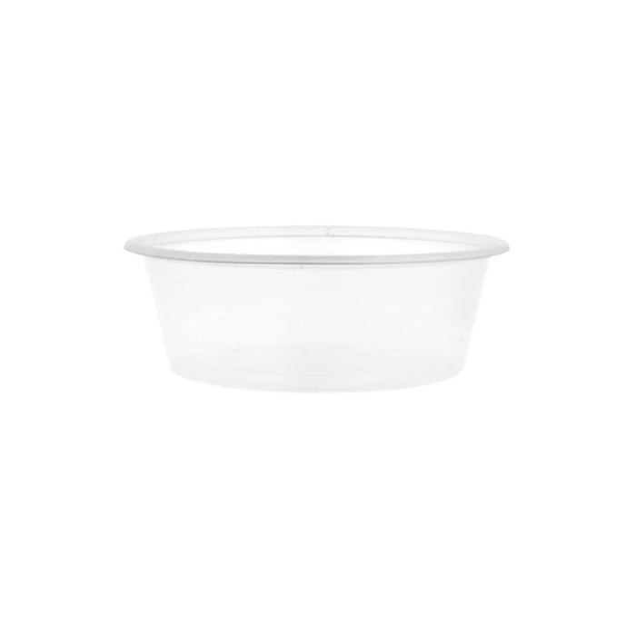 Pot en polypropylène transparent de 225 ml, compatible micro-ondes.