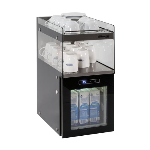 Réfrigérateur 15 L avec chauffe-tasses – inox, LED, thermostat digital