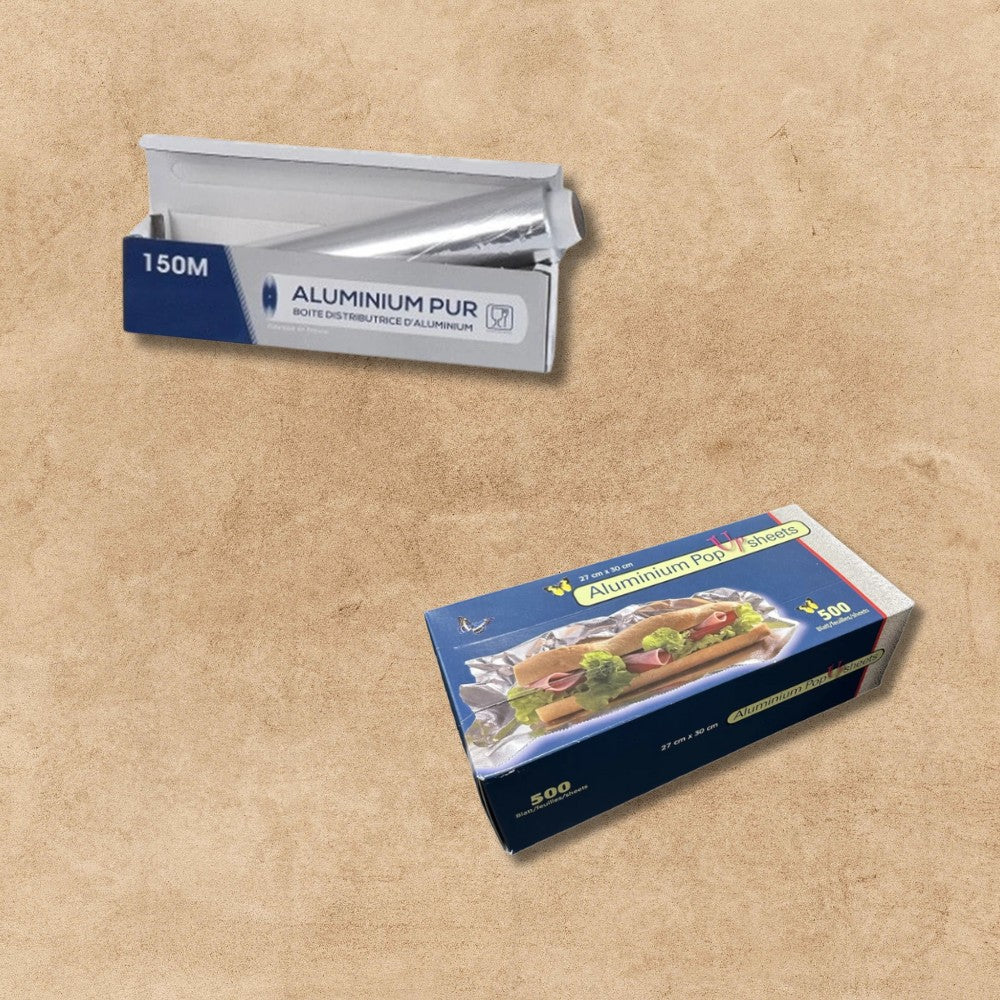 Rouleaux et feuilles d’aluminium alimentaires, résistants et adaptés aux besoins des professionnels de la restauration et des métiers de bouche.