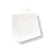 Sac papier blanc à poignées torsadées, format 32 x 21 x 28.5 cm, parfait pour la vente à emporter et les commerces.