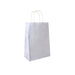 Sac papier blanc à poignées torsadées, format 20 x 10 x 29 cm, parfait pour la vente à emporter et les commerces.
