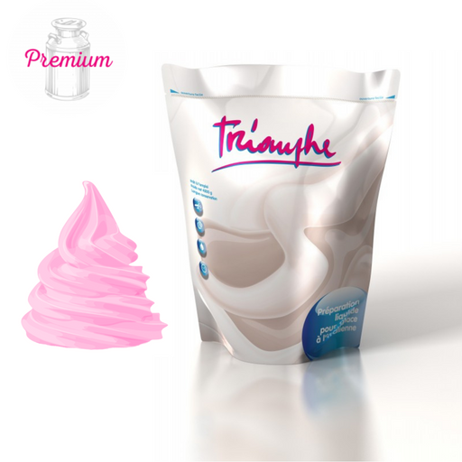Préparation liquide mix FRAISE Premium TRIOMPHE en poches souples, idéale pour glaces à l’italienne, avec un excellent rendement.